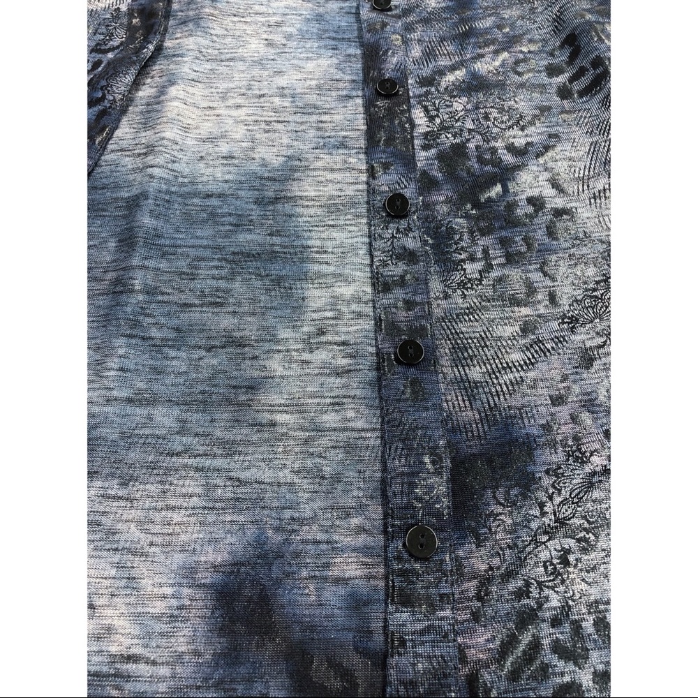 Chico's Blue Snake Print Roll Tab Blouse - Picture 10 of 14